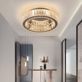 Modern Crystal Ceiling Light LED Chandelier Flush Mount with Remote